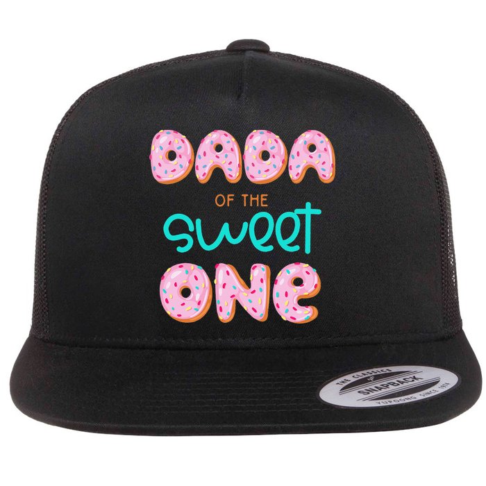 Dada of The Sweet One First Birthday Matching Family Donut Flat Bill Trucker Hat