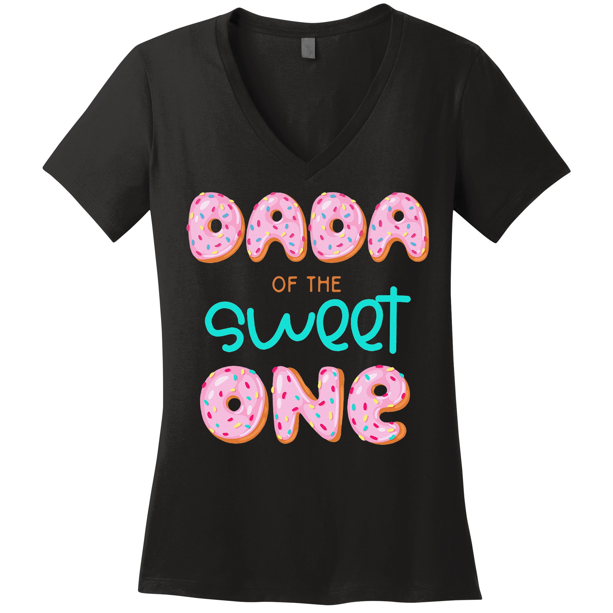 Dada of The Sweet One First Birthday Matching Family Donut Women's V-Neck T-Shirt