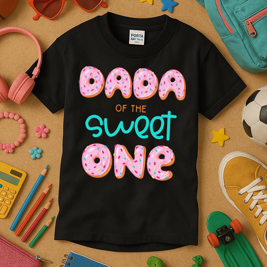 Dada of The Sweet One First Birthday Matching Family Donut Kids T-Shirt