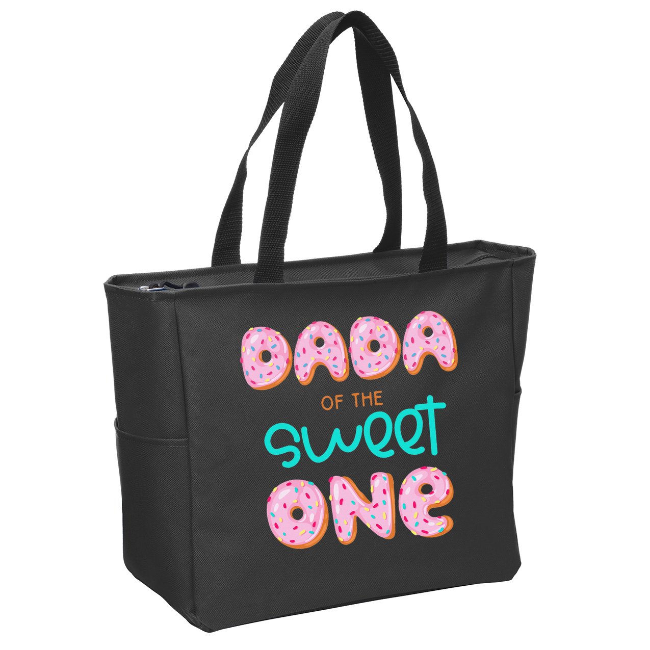 Dada of The Sweet One First Birthday Matching Family Donut Zip Tote Bag