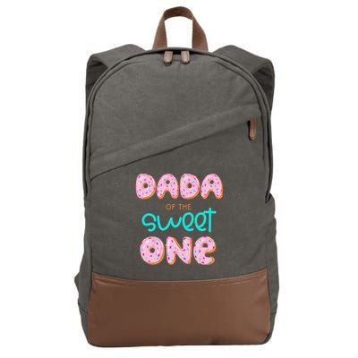 Dada of The Sweet One First Birthday Matching Family Donut Cotton Canvas Backpack