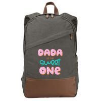 Dada of The Sweet One First Birthday Matching Family Donut Cotton Canvas Backpack