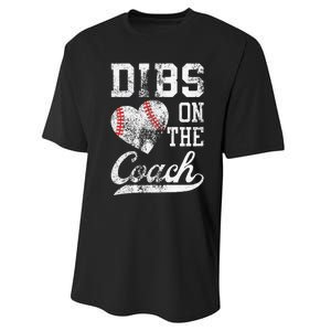 Dibs On The Coach Funny Coachs Wife Quote Cool Baseball Mom Performance Sprint T-Shirt