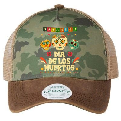 Day Of The Dead Dia De Los Muertos Sugar Skulls Legacy Tie Dye Trucker Hat