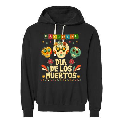 Day Of The Dead Dia De Los Muertos Sugar Skulls Garment-Dyed Fleece Hoodie