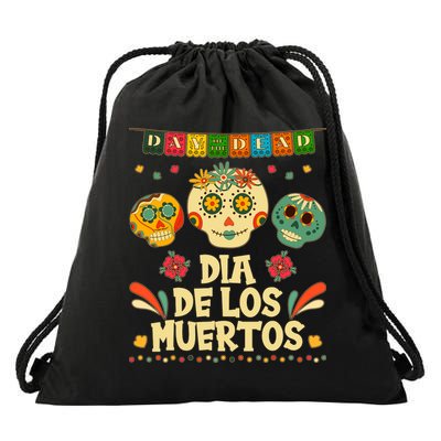Day Of The Dead Dia De Los Muertos Sugar Skulls Drawstring Bag
