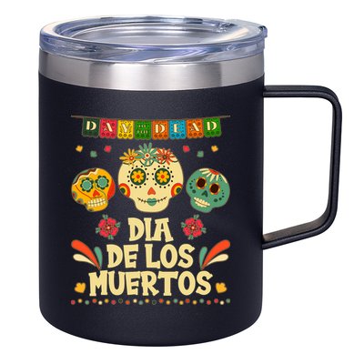 Day Of The Dead Dia De Los Muertos Sugar Skulls 12oz Stainless Steel Coffee Mug
