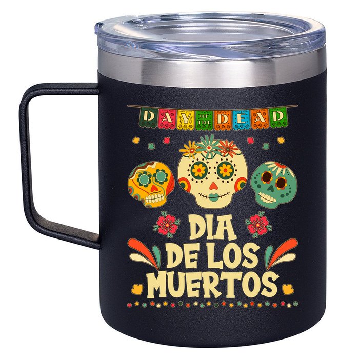 Day Of The Dead Dia De Los Muertos Sugar Skulls 12oz Stainless Steel Coffee Mug