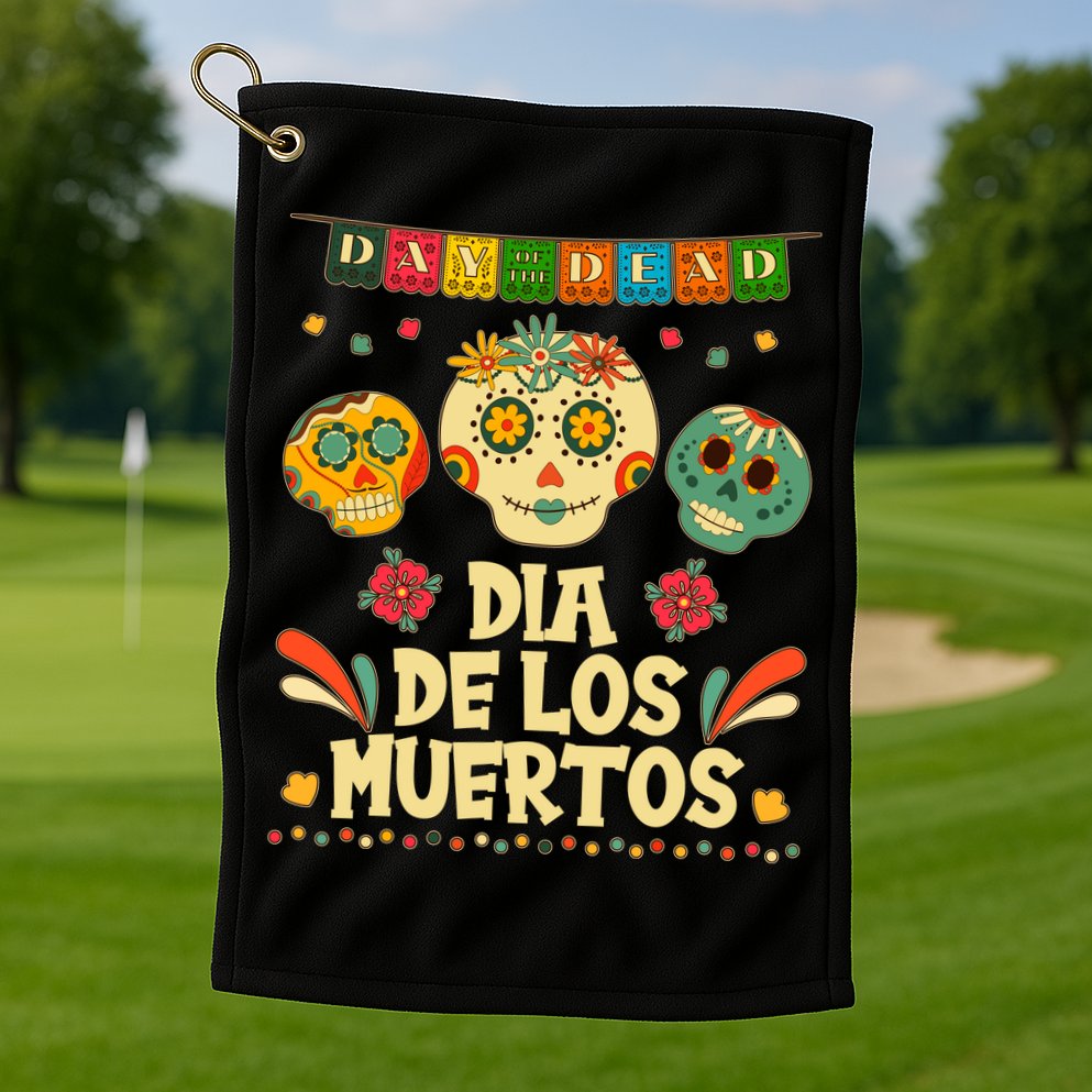 Day Of The Dead Dia De Los Muertos Sugar Skulls Golf Towel