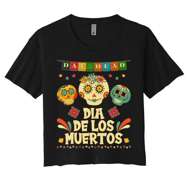 Day Of The Dead Dia De Los Muertos Sugar Skulls Crop Top
