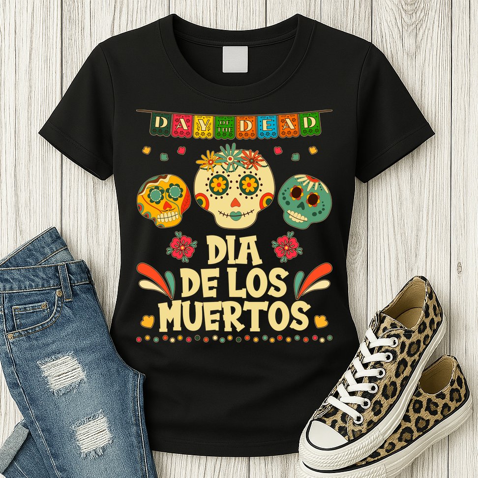 Day Of The Dead Dia De Los Muertos Sugar Skulls Womens T-Shirt