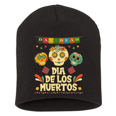 Day Of The Dead Dia De Los Muertos Sugar Skulls Short Acrylic Beanie