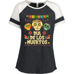 Day Of The Dead Dia De Los Muertos Sugar Skulls Enza Ladies Jersey Colorblock Tee