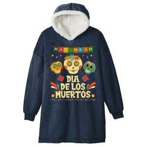 Day Of The Dead Dia De Los Muertos Sugar Skulls Hooded Wearable Blanket