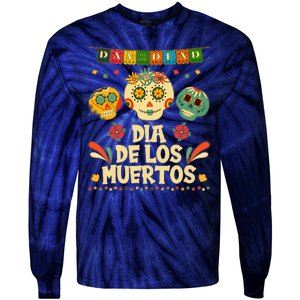 Day Of The Dead Dia De Los Muertos Sugar Skulls Tie-Dye Long Sleeve Shirt