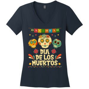 Day Of The Dead Dia De Los Muertos Sugar Skulls Women's V-Neck T-Shirt