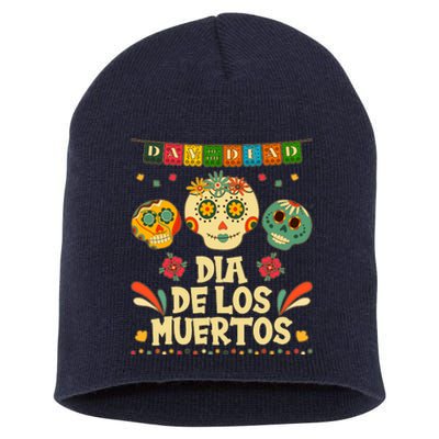 Day Of The Dead Dia De Los Muertos Sugar Skulls Short Acrylic Beanie