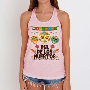 Day Of The Dead Dia De Los Muertos Sugar Skulls Women's Knotted Racerback Tank