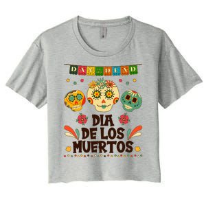 Day Of The Dead Dia De Los Muertos Sugar Skulls Women's Crop Top Tee