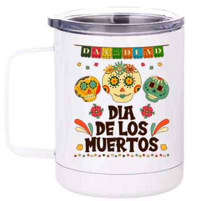 Day Of The Dead Dia De Los Muertos Sugar Skulls 12 oz Stainless Steel Tumbler Cup