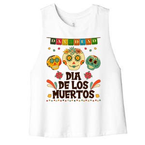 Day Of The Dead Dia De Los Muertos Sugar Skulls Women's Racerback Cropped Tank