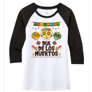 Day Of The Dead Dia De Los Muertos Sugar Skulls Women's Tri-Blend 3/4-Sleeve Raglan Shirt