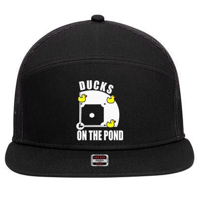Ducks on the Pond Baseball funny sports Player 7 Panel Mesh Trucker Snapback Hat