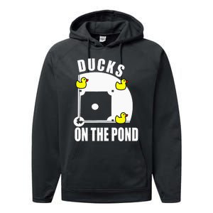 Ducks on the Pond Baseball funny sports Player Performance Fleece Hoodie