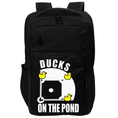 Ducks on the Pond Baseball funny sports Player Impact Tech Backpack