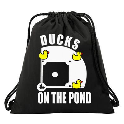 Ducks on the Pond Baseball funny sports Player Drawstring Bag