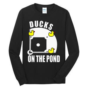 Ducks on the Pond Baseball funny sports Player Tall Long Sleeve T-Shirt