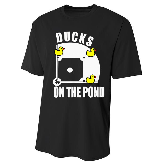 Ducks on the Pond Baseball funny sports Player Performance Sprint T-Shirt