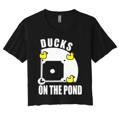 Ducks on the Pond Baseball funny sports Player Women's Crop Top Tee