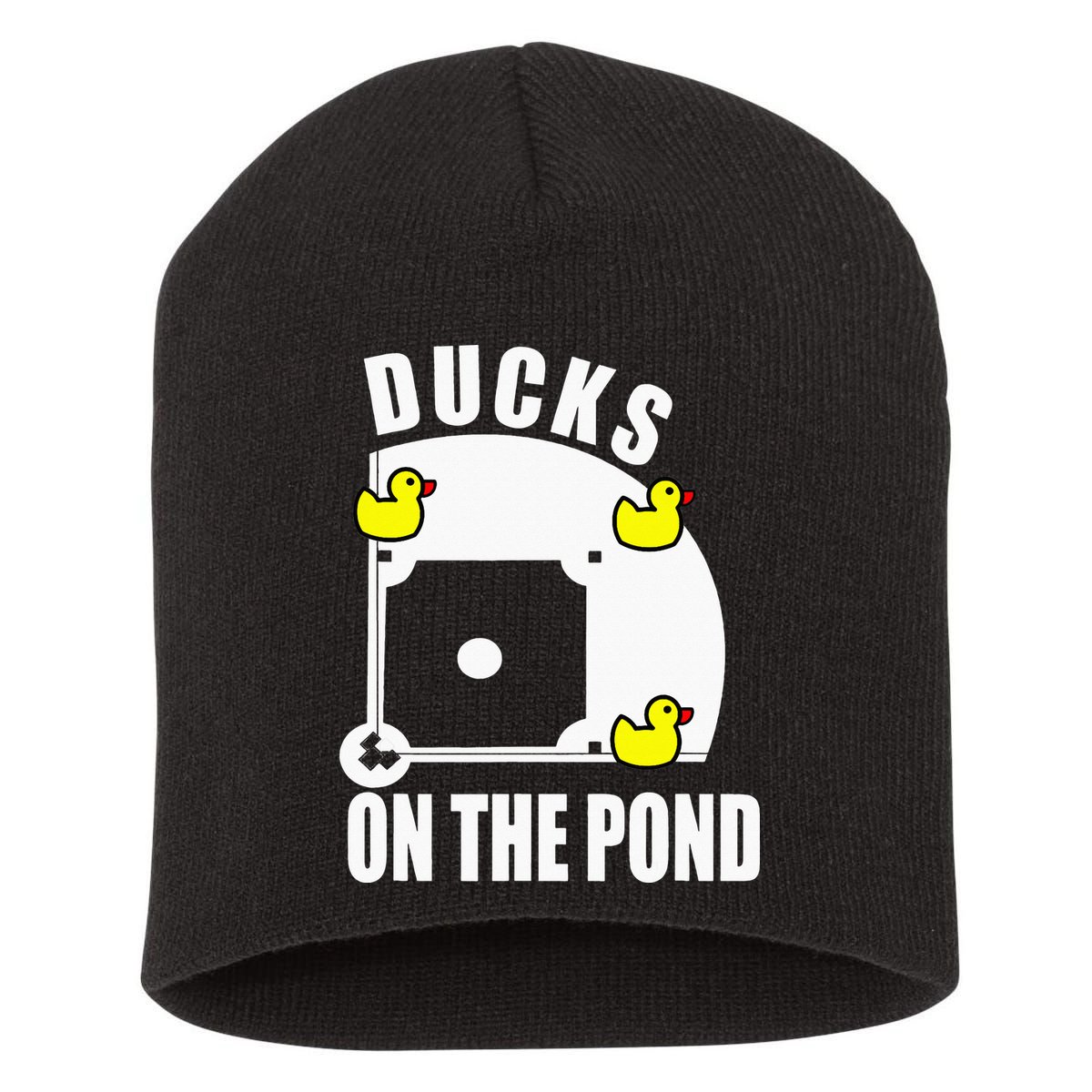 Ducks on the Pond Baseball funny sports Player Short Acrylic Beanie