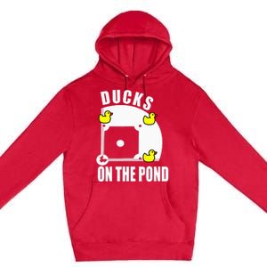 Ducks on the Pond Baseball funny sports Player Premium Pullover Hoodie