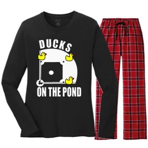 Ducks on the Pond Baseball Women's Long Sleeve Flannel Pajama Set 