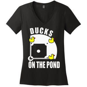 Ducks on the Pond Baseball Women's V-Neck T-Shirt