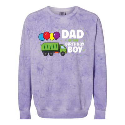 Dad Of The Birthday Garbage Truck Gift Colorblast Crewneck Sweatshirt