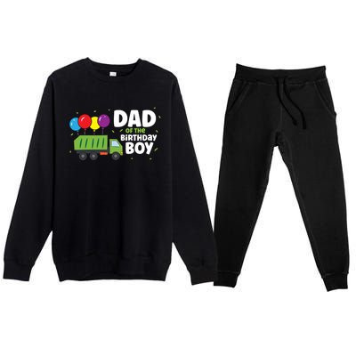 Dad Of The Birthday Garbage Truck Gift Premium Crewneck Sweatsuit Set