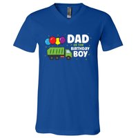 Dad Of The Birthday Garbage Truck Gift V-Neck T-Shirt