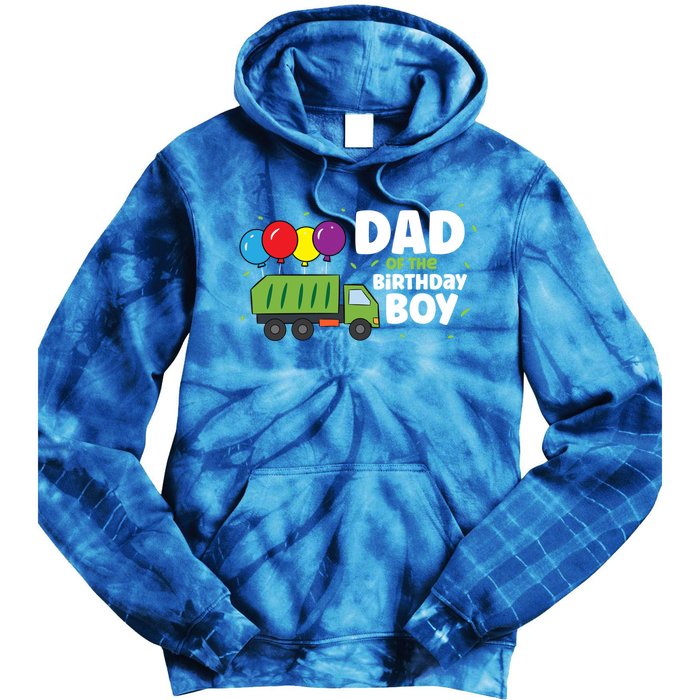 Dad Of The Birthday Garbage Truck Gift Tie Dye Hoodie