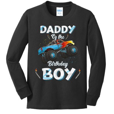 Daddy Of The Birthday Monster Truck Bday Dad Papa Kids Long Sleeve Shirt