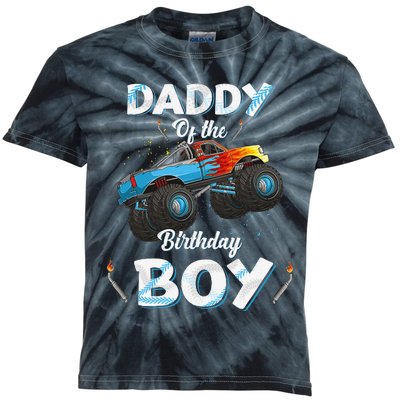 Daddy Of The Birthday Monster Truck Bday Dad Papa Kids Tie-Dye T-Shirt