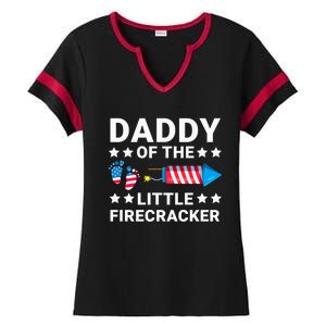 Dad Of The Little Firecracker 4th Of July Dad Future Father Gift Ladies Halftime Notch Neck Tee