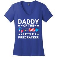 Dad Of The Little Firecracker 4th Of July Dad Future Father Gift Women's V-Neck T-Shirt