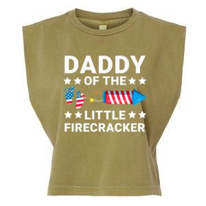 Dad Of The Little Firecracker 4th Of July Dad Future Father Gift Garment-Dyed Women's Muscle Tee