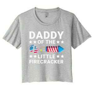 Dad Of The Little Firecracker 4th Of July Dad Future Father Gift Women's Crop Top Tee