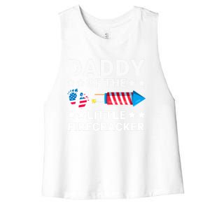 Dad Of The Little Firecracker 4th Of July Dad Future Father Gift Women's Racerback Cropped Tank