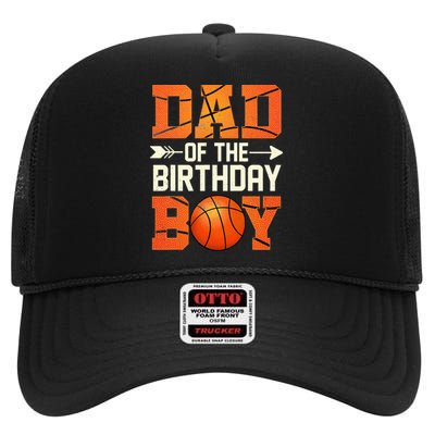 Dad Of The Birthday Basketball Father Daddy Funny High Crown Mesh Back Trucker Hat