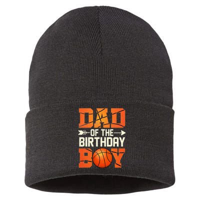 Dad Of The Birthday Basketball Father Daddy Funny Sustainable Knit Beanie